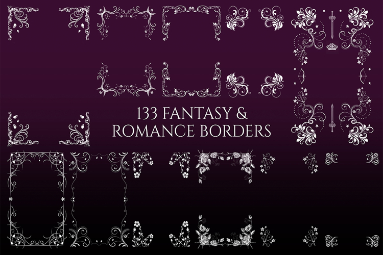 133 Fantasy Art Borders & 40 Flourishes