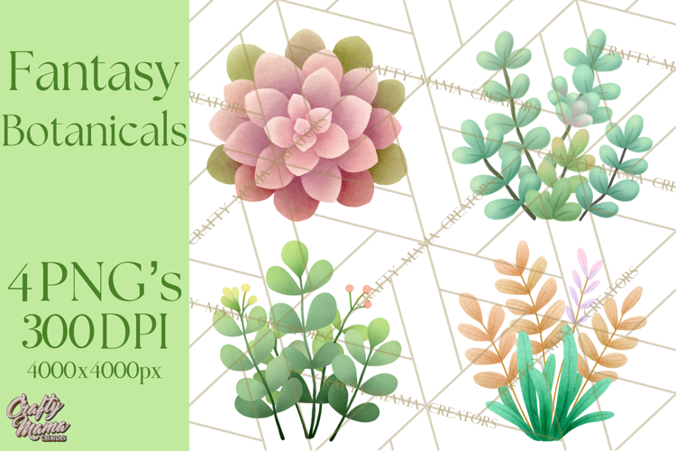 Fantasy Botanical Clipart PNG, Unique Whimsical Plant Art