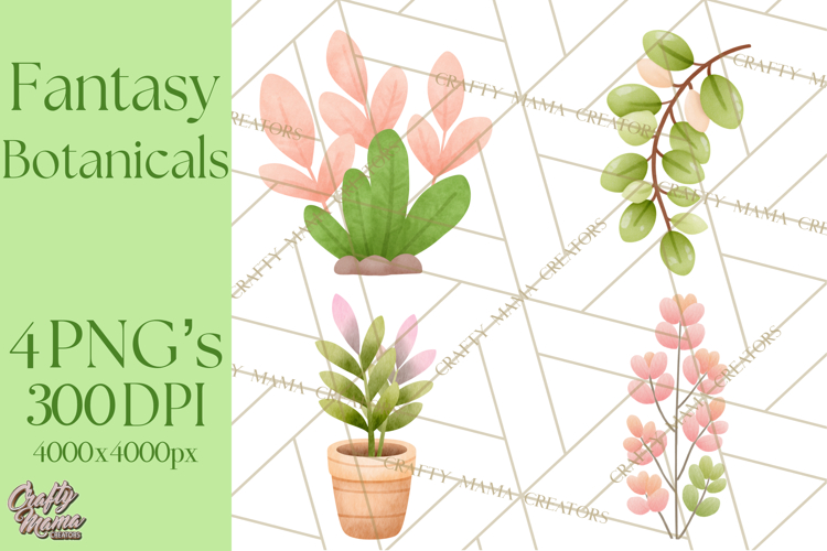Fantasy Botanical Clipart PNG, Unique Whimsical Plant Art