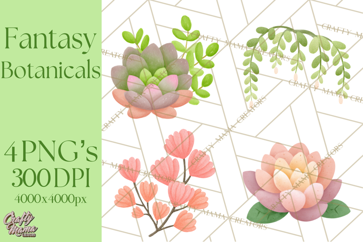 Fantasy Botanical Clipart PNG, Unique Whimsical Plant Art