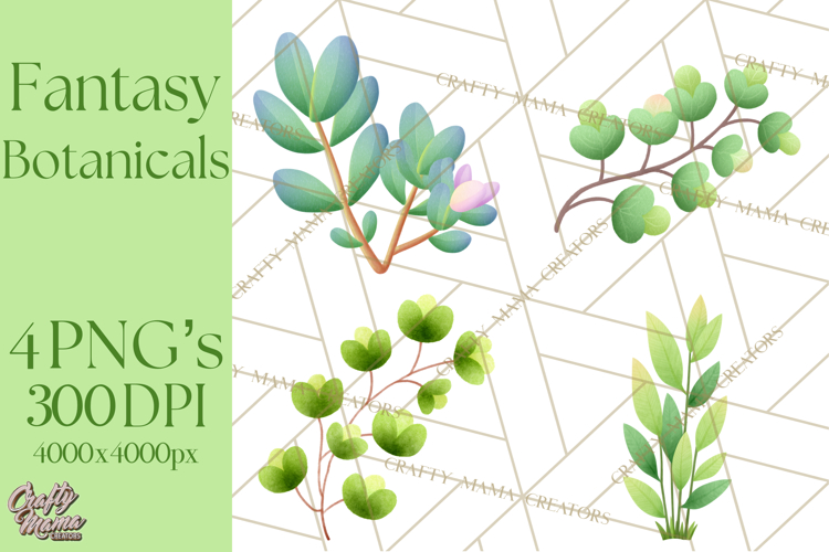 Fantasy Botanical Clipart PNG, Unique Whimsical Plant Art