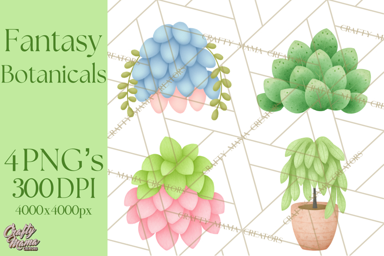 Fantasy Botanical Clipart PNG, Unique Whimsical Plant Art