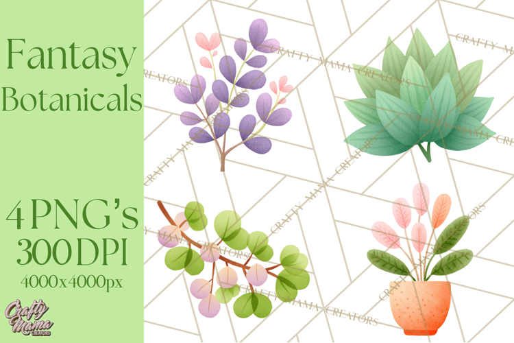Fantasy Botanical Clipart PNG, Unique Whimsical Plant Art