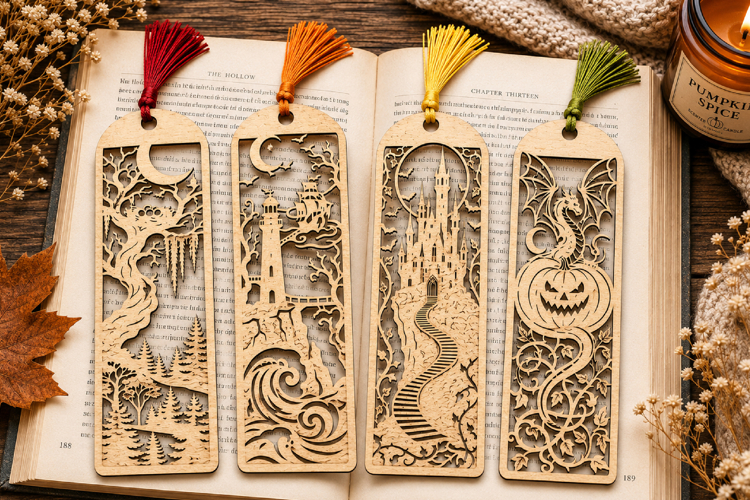 Fantasy Castle & Dragon Laser Cut Bookmarks SVG