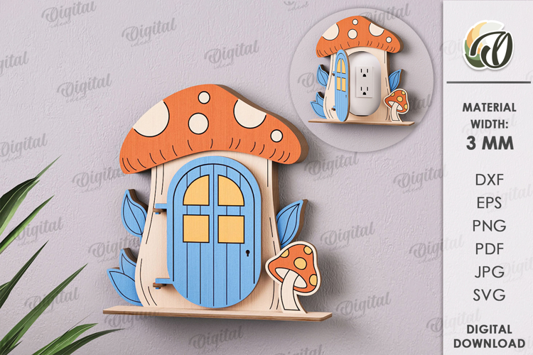 Fantasy door for sockets Laser Cut. Home Decor SVG