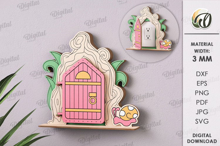 Fantasy door for sockets Laser Cut. Home Decor SVG