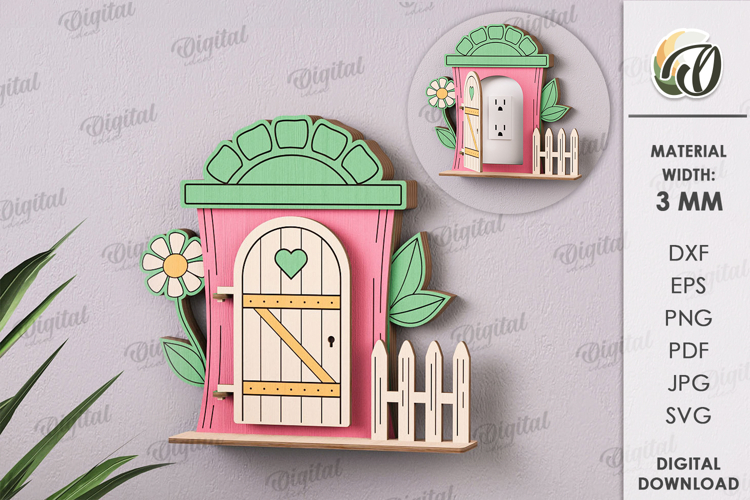 Fantasy door for sockets Laser Cut. Home Decor SVG