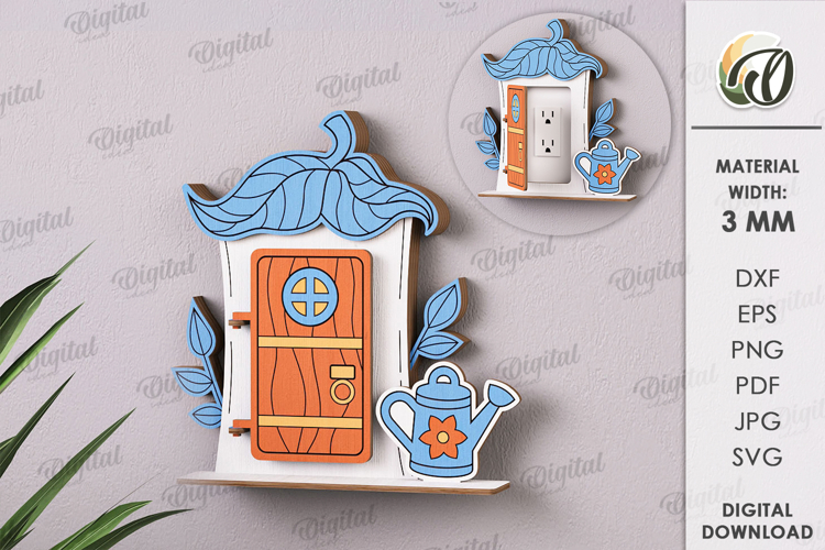 Fantasy door for sockets Laser Cut. Home Decor SVG
