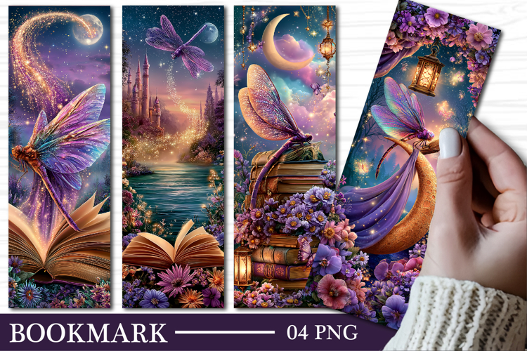 Fantasy Dragonfly Bookmarks Magical Night Reading