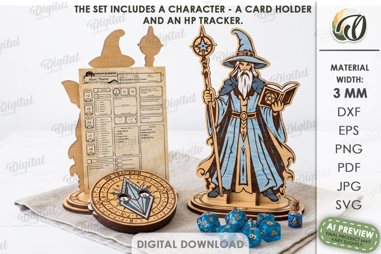 Fantasy Dungeon Character Display with HP Counter Laser Cut