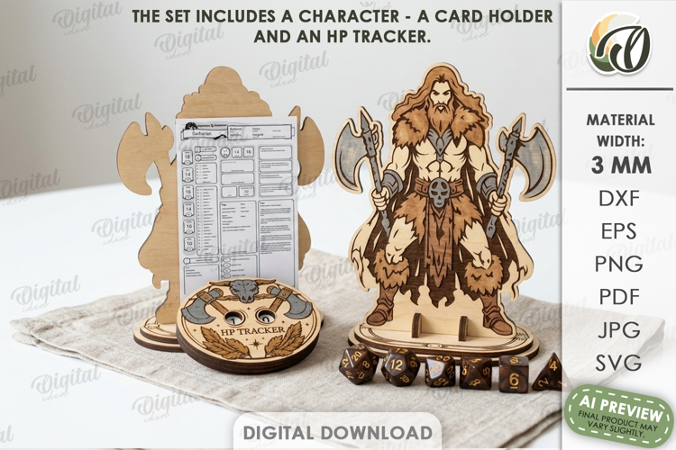 Fantasy RPG Character Display and HP Tracker Laser Cut