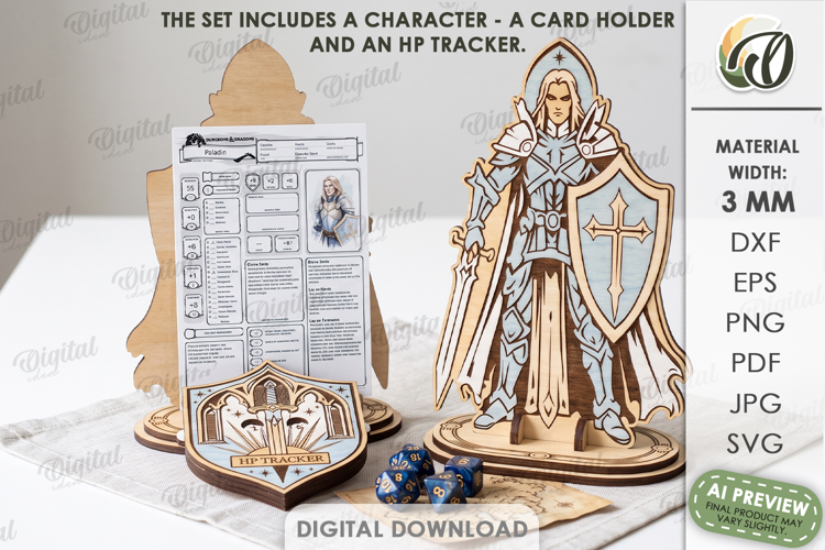 Fantasy Dungeon Character Display with HP Counter Laser Cut