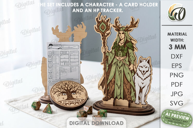 Fantasy RPG Character Display and HP Tracker Laser Cut example image 1