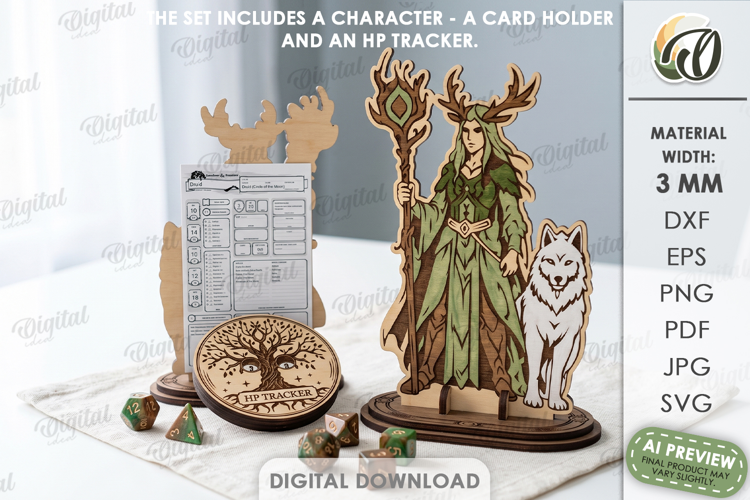 Fantasy Dungeon Character Display with HP Counter Laser Cut