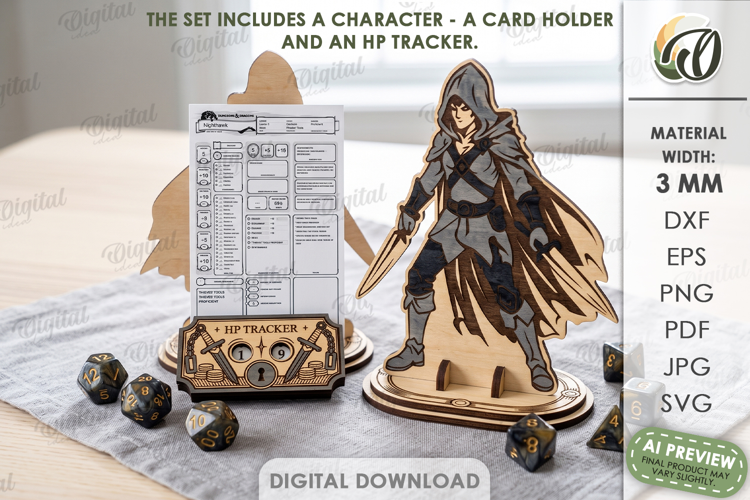 Fantasy Dungeon Character Display with HP Counter Laser Cut