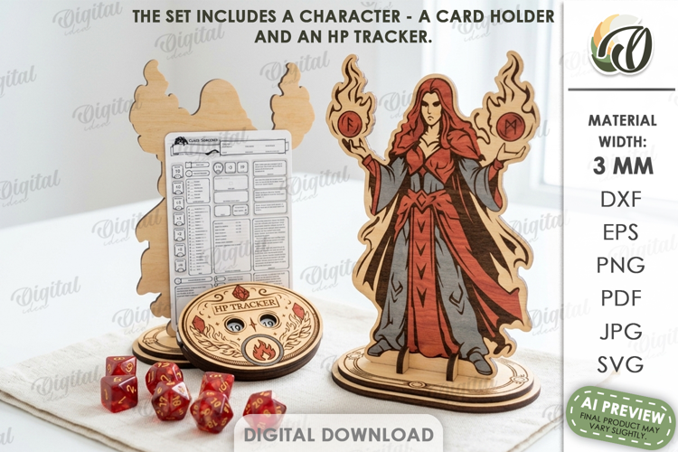 Fantasy RPG Character Display and HP Tracker Laser Cut