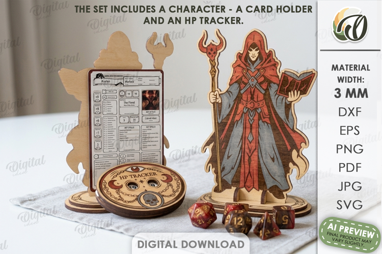 Fantasy RPG Character Display and HP Tracker Laser Cut