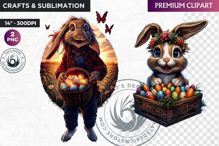 Fantasy Easter clipart, Easter bunny, Easter egg sublimation