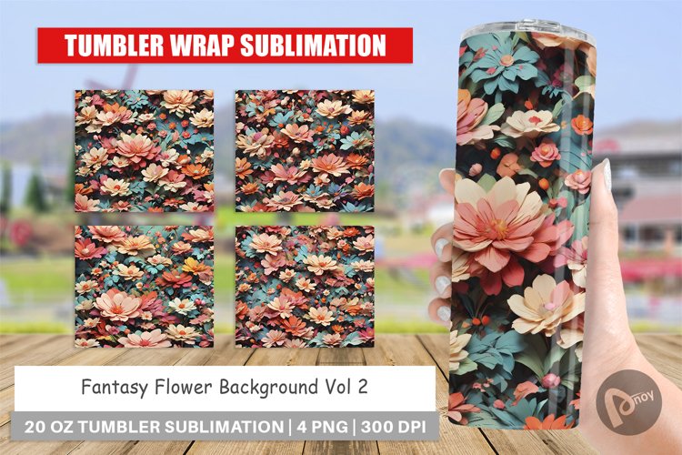 Tumbler Sublimation Wrap Fantasy Flower Background