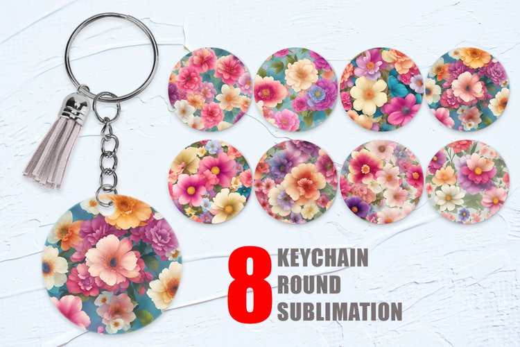 Fantasy Flowers Watercolor Keychain | Keyring