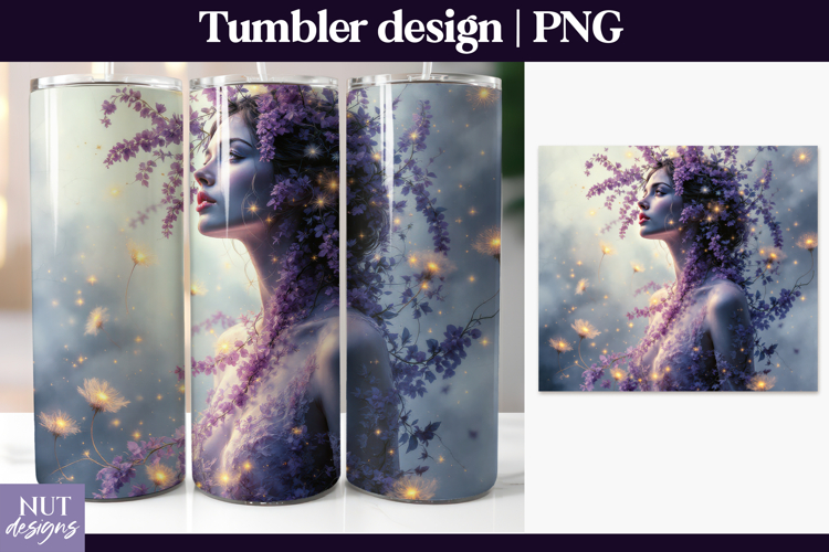 Twilight Bloom Woman Tumbler purple fantasy floral Tumbler