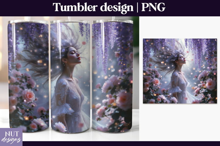 Enchanted Rose Wisteria Tumbler Violet fantasy Tumbler