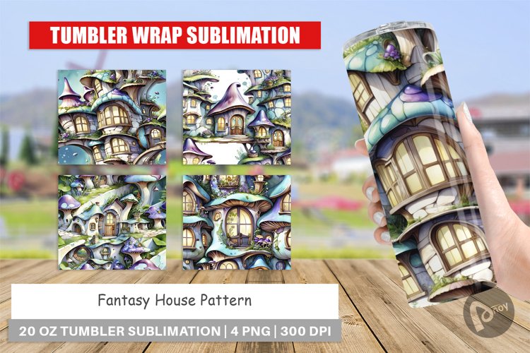 Tumbler Wrap Fantasy House Pattern