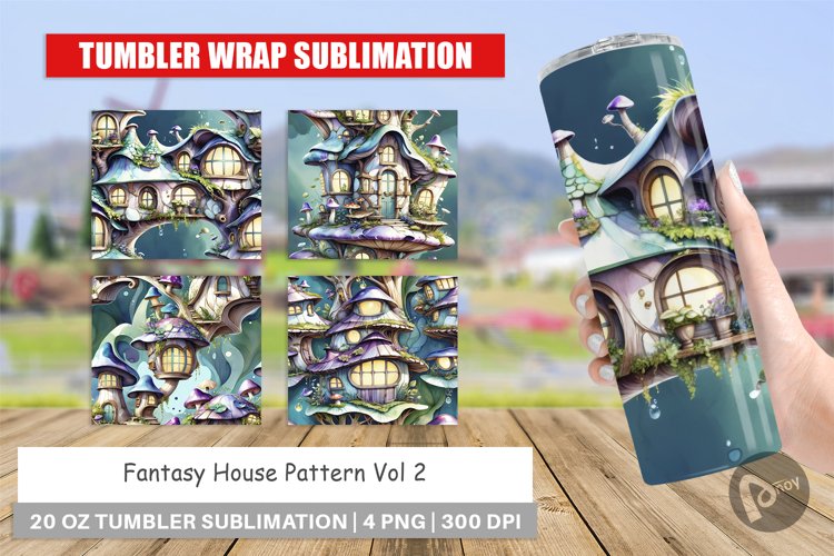 Tumbler Wrap Fantasy House Pattern
