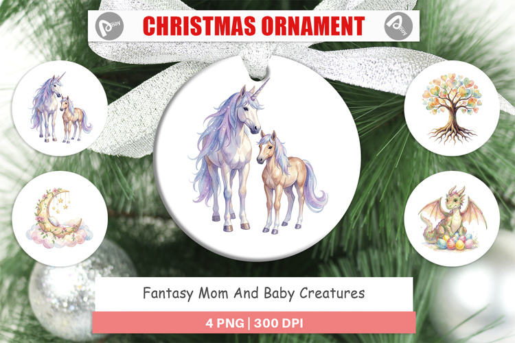 Fantasy Mom Baby Creatures Ornament