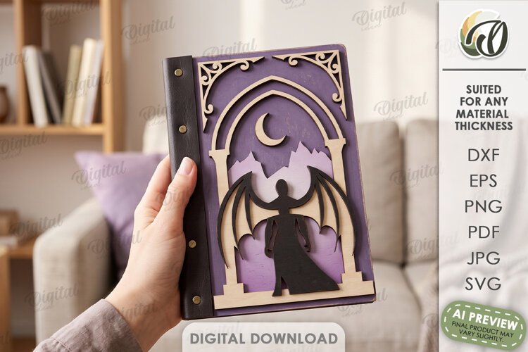 Fantasy Notebook Cover Laser Cut. Journal Cover SVG example image 1