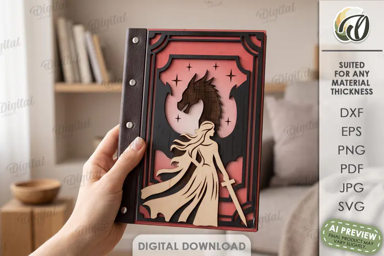Fantasy Notebook Cover Laser Cut. Journal Cover SVG