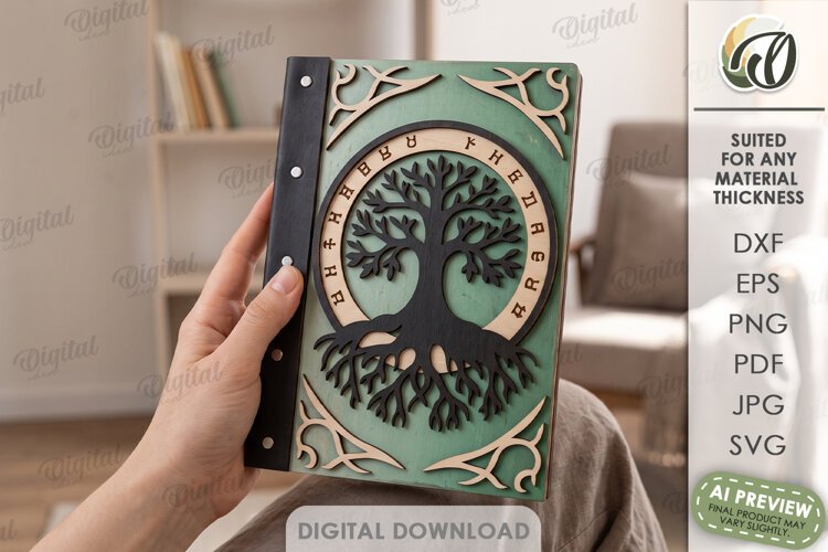 Fantasy Notebook Cover Laser Cut. Journal Cover SVG example image 1