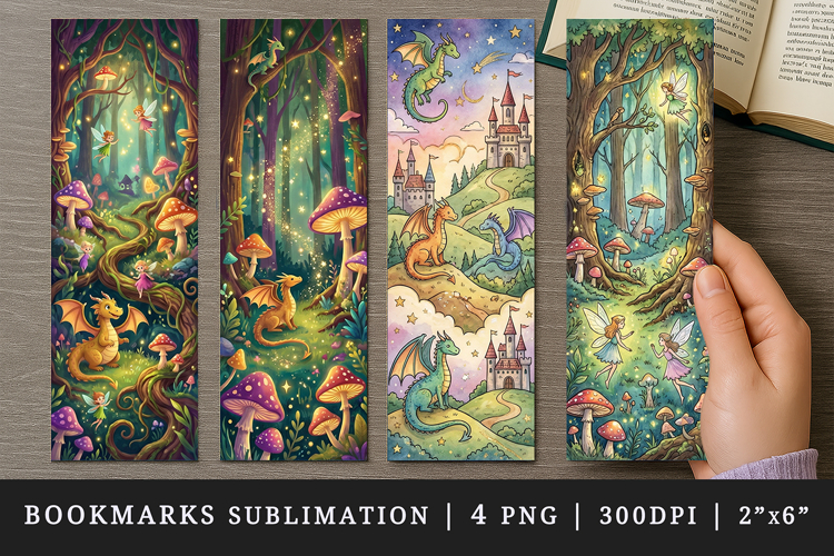 Fantasy bookmarks printable sublimation bookmark design example image 1