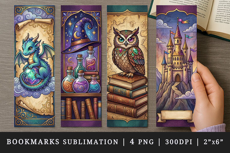 Fantasy bookmarks printable sublimation bookmark design example image 1