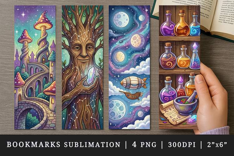 Fantasy bookmarks printable sublimation bookmark design