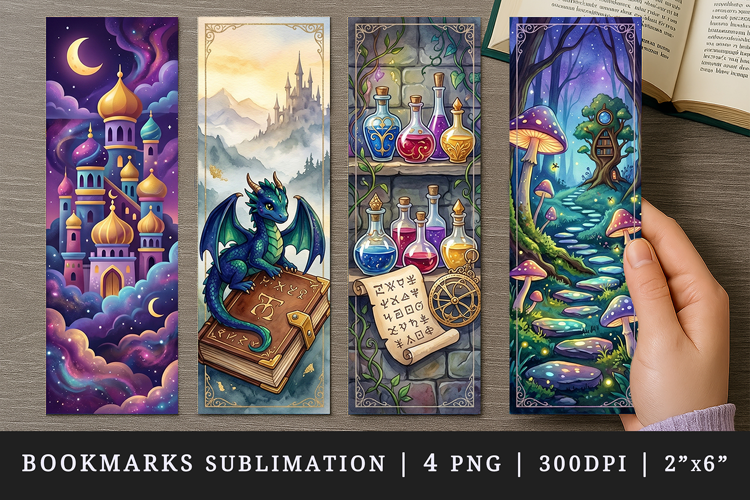 Fantasy bookmarks printable sublimation bookmark design