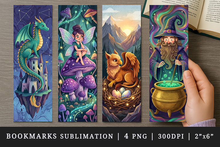 Fantasy bookmarks printable sublimation bookmark design