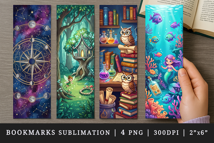 Fantasy bookmarks printable sublimation bookmark design