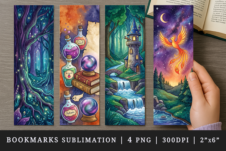 Fantasy bookmarks printable sublimation bookmark design