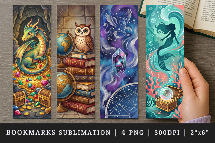 Fantasy bookmarks printable sublimation bookmark design