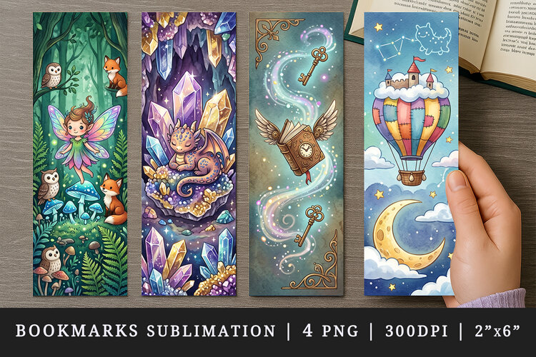Fantasy bookmarks printable sublimation bookmark design example image 1