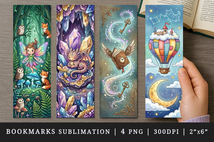 Fantasy bookmarks printable sublimation bookmark design