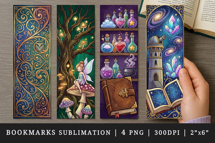Fantasy bookmarks printable sublimation bookmark design