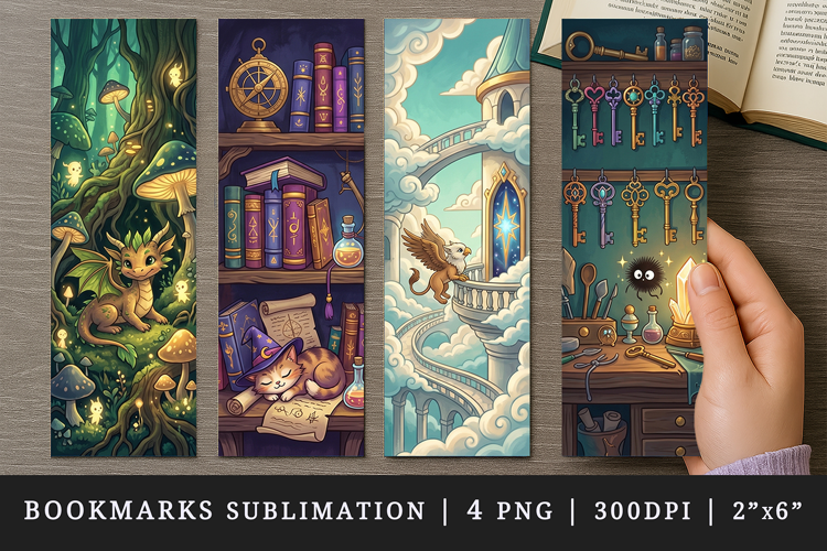 Fantasy bookmarks printable sublimation bookmark design