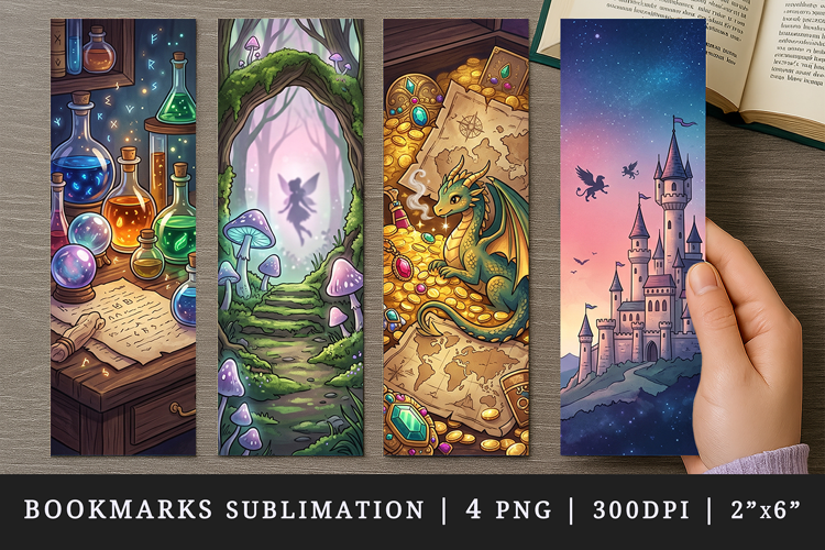 Fantasy bookmarks printable sublimation bookmark design