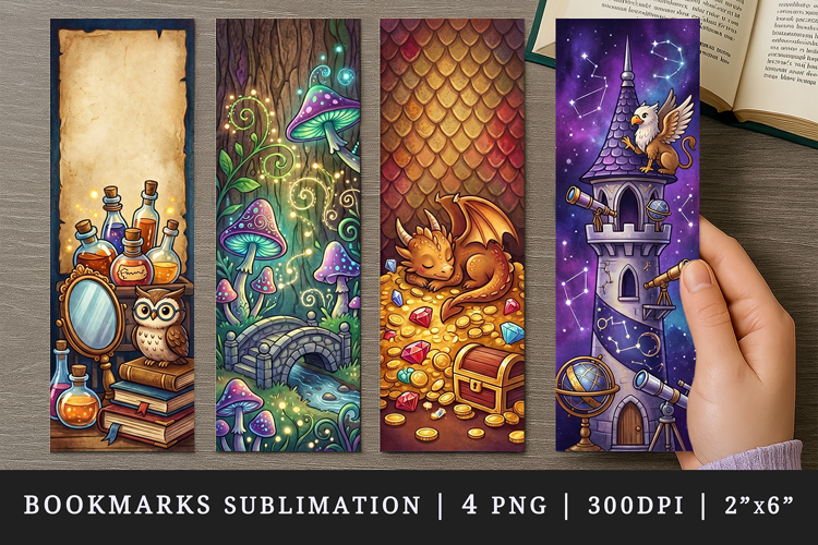 Fantasy bookmarks printable sublimation bookmark design