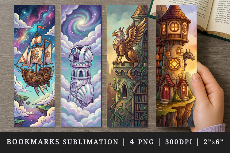 Fantasy bookmarks printable sublimation bookmark design