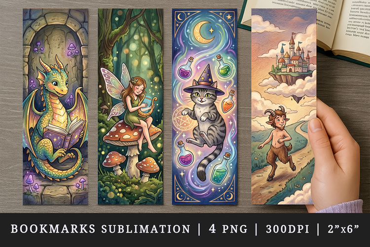 Fantasy bookmarks printable sublimation bookmark design