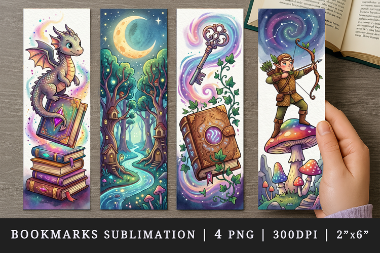 Fantasy bookmarks printable sublimation bookmark design