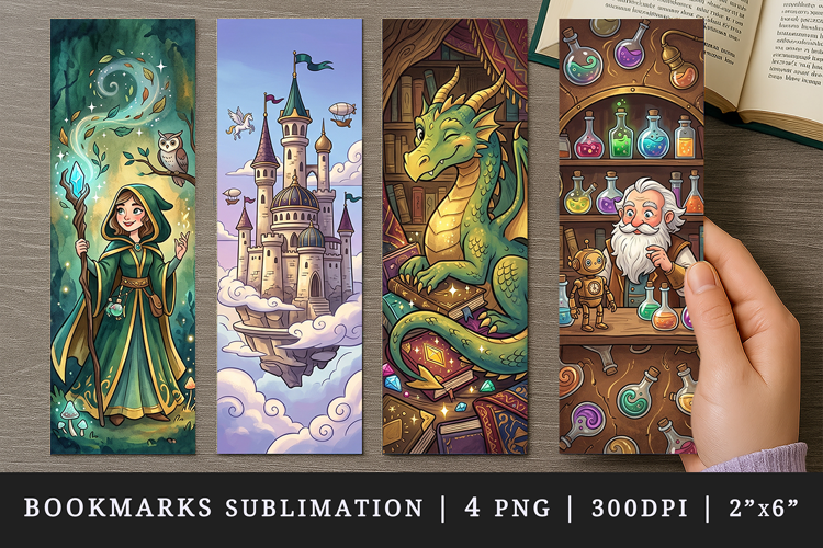 Fantasy bookmarks printable sublimation bookmark design